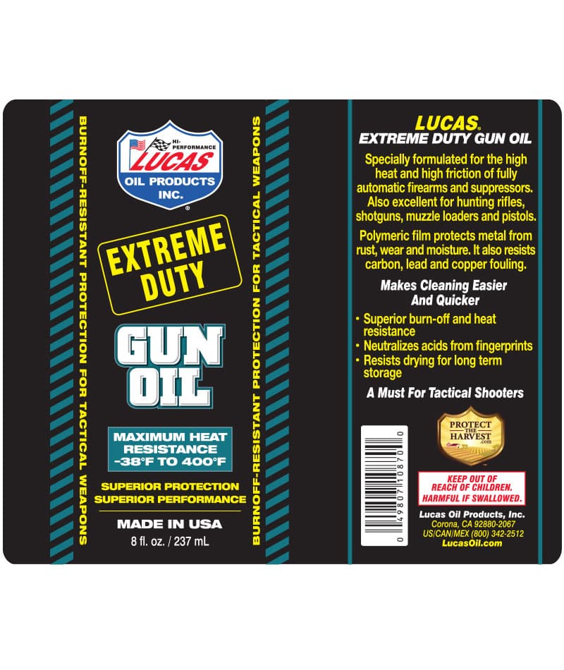 2 Lucas Extreme Duty Gun Oil 8 Ounce Bottle Cleaning Supplies 10870 for  sale online
