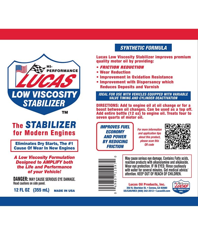 Lucas Pure Synthetic Oil Stabilizer In Holland, Michigan – Major