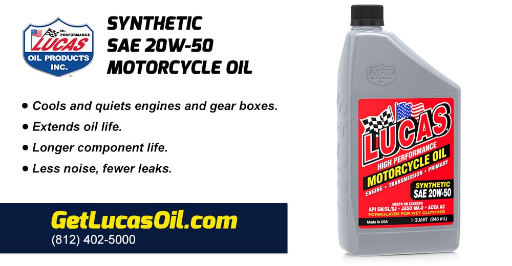 Lucas Oil 10702 1 Qt. Synthetic SAE 20W50 Motorcycle Oil
