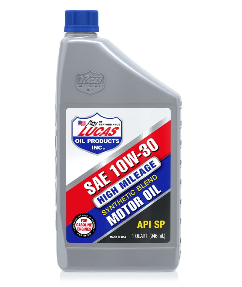 Lucas High Mileage Synthetic Blend 10W-30 Motor Oil Quart Bottle