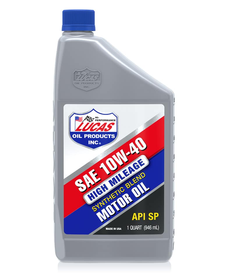 Lucas High Mileage Synthetic Blend 10W-40 Motor Oil Quart Bottle