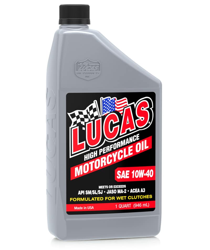 Lucas SAE 10W-40 Motorcycle Oil Quart Bottle