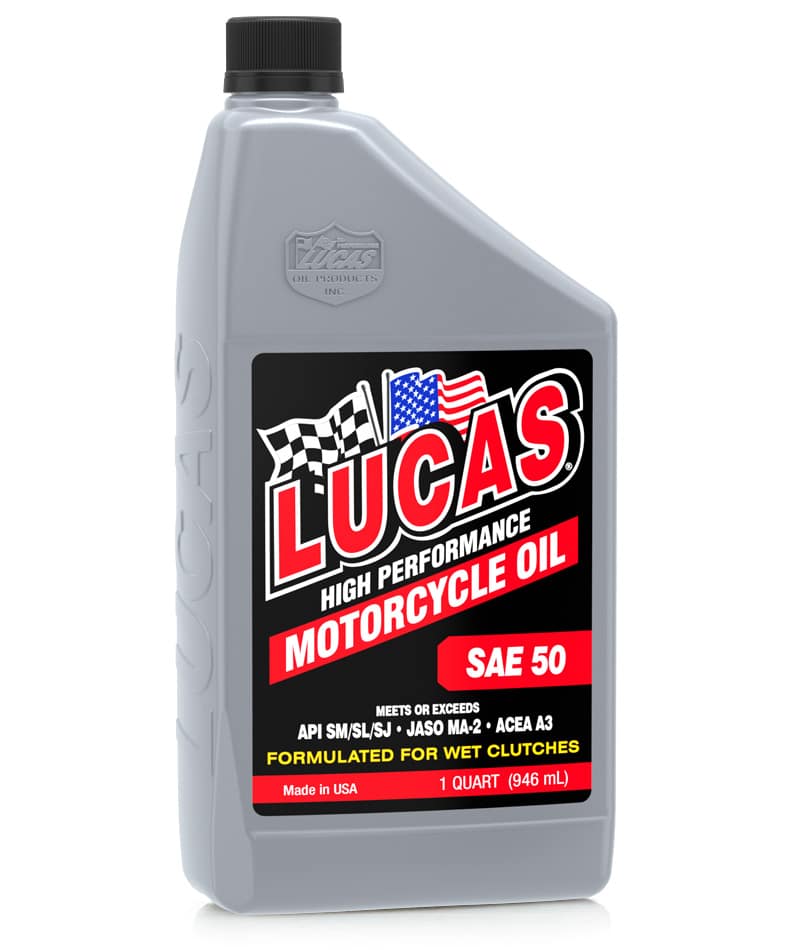 Lucas SAE 50 WT Motorcycle Oil Quart Bottle