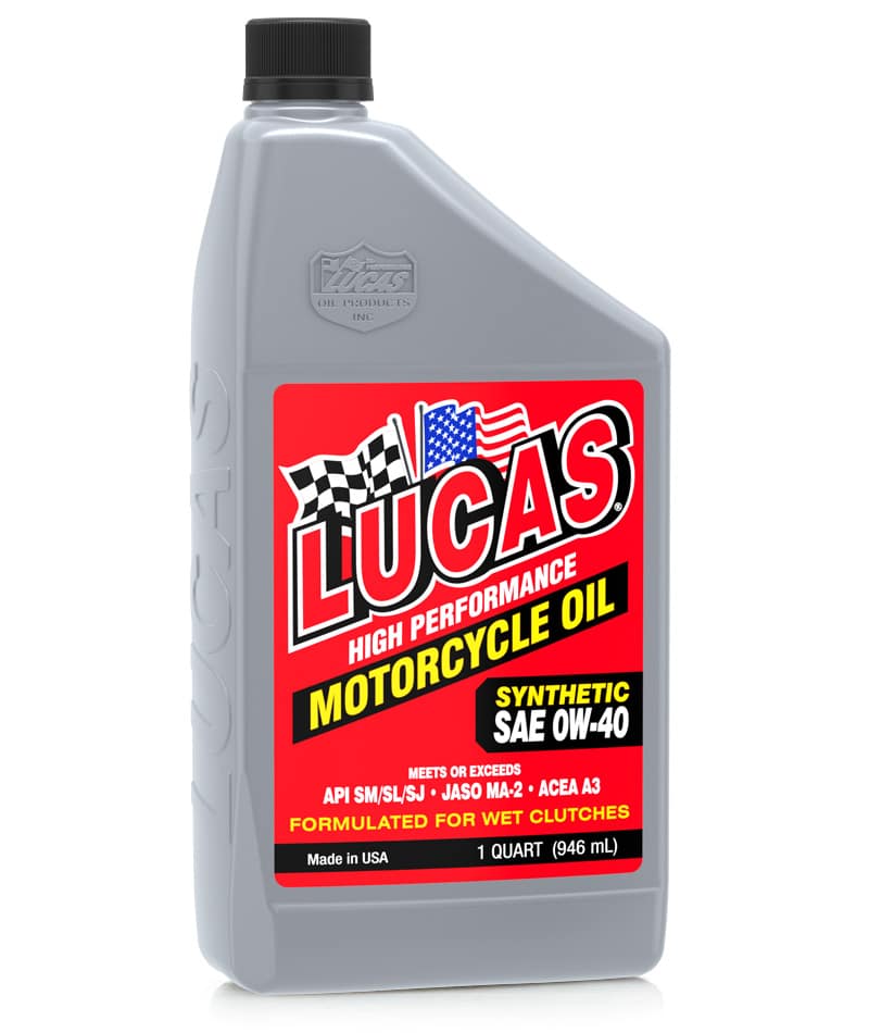 Lucas Synthetic SAE 0W-40 Motorcycle Oil Quart Bottle