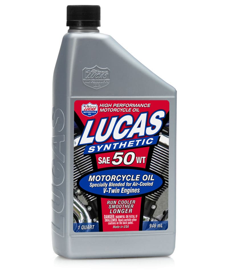 Lucas Synthetic SAE 50 WT V-Twin Motorcycle Oil Quart Bottle